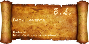 Beck Levente névjegykártya